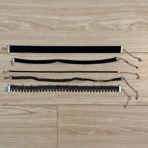 Set of 5 Black Chokers